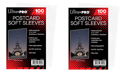 (200 Count) Ultra Pro Postcard Sleeves Archival Safe (2 Packs) Acid Free No Pvc