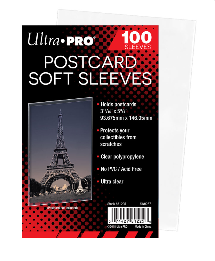 (100 Count Pack) Ultra Pro Postcard Standard Size Sleeves For Archival Acid Free